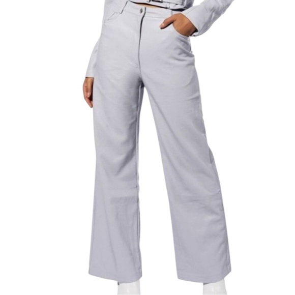 🌺AKIRA "Be About It" Vegan Leather Wide Leg Pants in Light Purple Size Medium🌺 - Picture 1 of 7